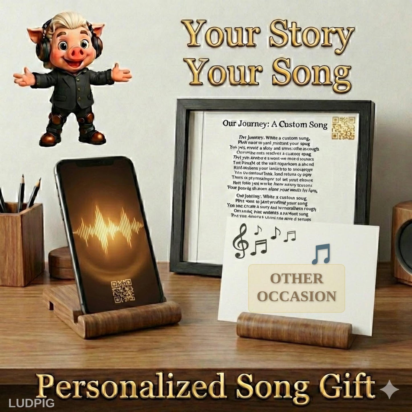 Any Occasion Personalized Song x2 | Custom Music Gift in 15+ Languages | Ludpig